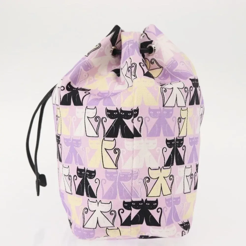 Miu Miu Canvas Madras Cat Drawstring Pouch Pink